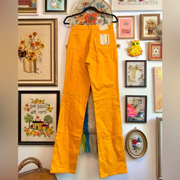 70s/80s DEADSTOCK/NWT Levis "Pantomime" Straight Leg Yellow Jeans - Picture 2 of 6